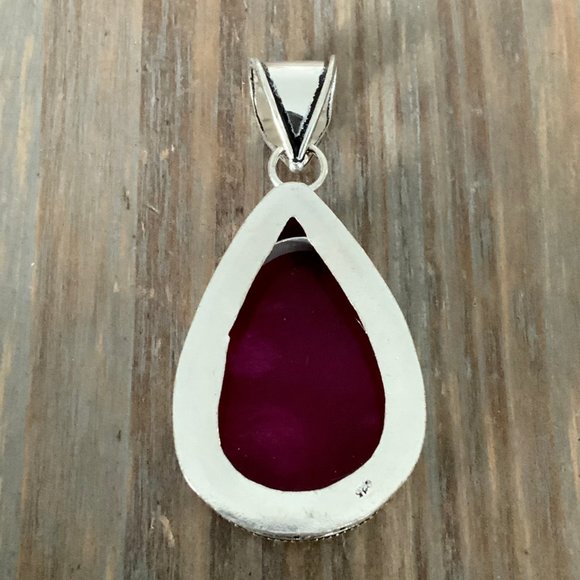 Ruby Silver Pendant - Teardrop - Picture 3 of 3
